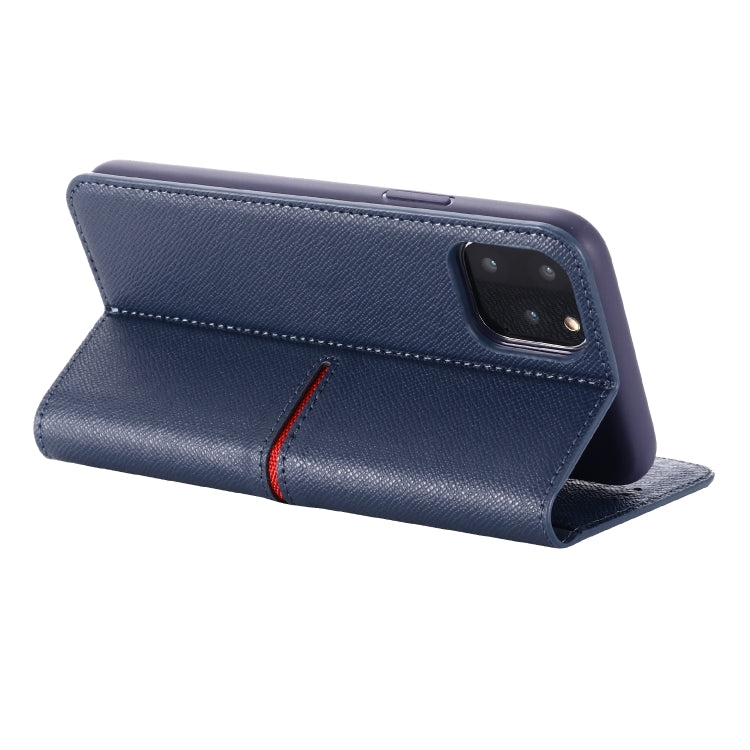 For iPhone 11 GEBEI Top-grain Leather Horizontal Flip Protective Case with Holder & Card Slots & Wallet & Photo Frame(Blue) - iPhone 11 Cases by GEBEI | Online Shopping UK | buy2fix