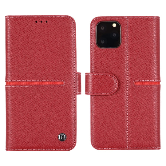 For iPhone 11 GEBEI Top-grain Leather Horizontal Flip Protective Case with Holder & Card Slots & Wallet & Photo Frame(Red Wine)