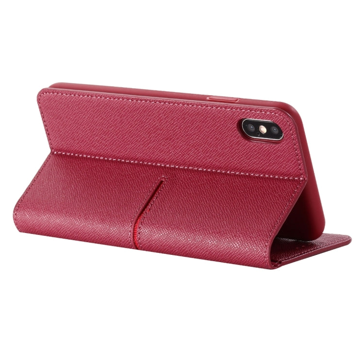 For iPhone XS / X GEBEI Top-grain Leather Horizontal Flip Protective Case with Holder & Card Slots & Wallet & Photo Frame(Red Wine) - More iPhone Cases by GEBEI | Online Shopping UK | buy2fix