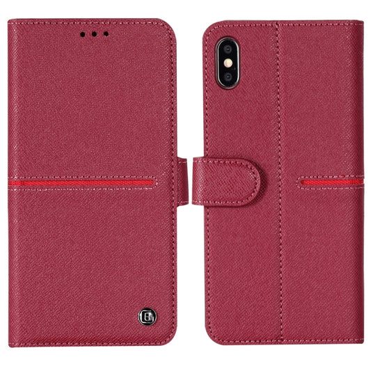 For iPhone XR GEBEI Top-grain Leather Horizontal Flip Protective Case with Holder & Card Slots & Wallet & Photo Frame(Red Wine) - More iPhone Cases by GEBEI | Online Shopping UK | buy2fix