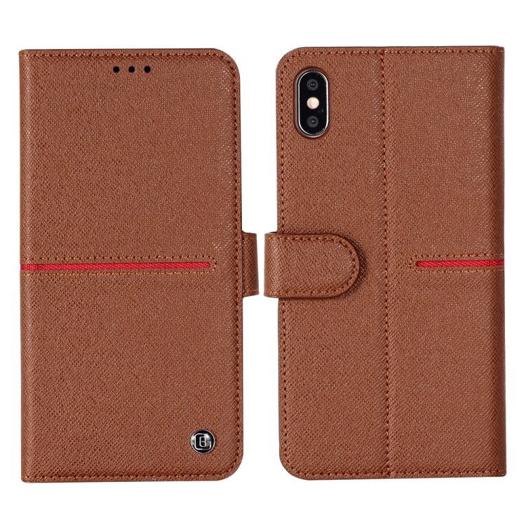 For iPhone XS Max GEBEI Top-grain Leather Horizontal Flip Protective Case with Holder & Card Slots & Wallet & Photo Frame(Brown) - More iPhone Cases by GEBEI | Online Shopping UK | buy2fix