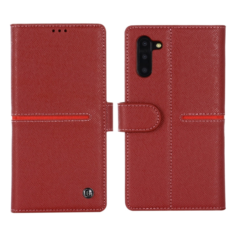 For Galaxy Note 10 GEBEI Top-grain Leather Horizontal Flip Protective Case with Holder & Card Slots & Wallet & Photo Frame(Red Wine) - Galaxy Phone Cases by GEBEI | Online Shopping UK | buy2fix