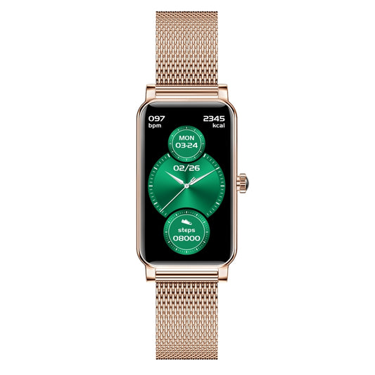 ZX19 1.45 inch HD Screen Bluetooth 5.0 IP68 Waterproof Women Smart Watch, Support Sleep Monitor / Menstrual Cycle Reminder / Heart Rate Monitor / Blood Oxygen Monitoring, Style: Steel Strap(Gold) by buy2fix