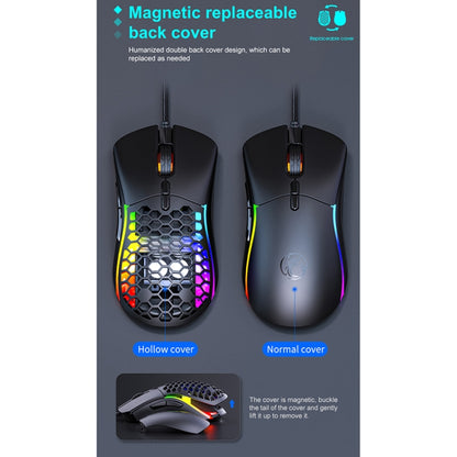 iMICE T60 7-key Custom Colorful Luminous Wired Honeycomb Gaming Mouse, Cable Length: 1.8m(Black) - Wired Mice by iMICE | Online Shopping UK | buy2fix