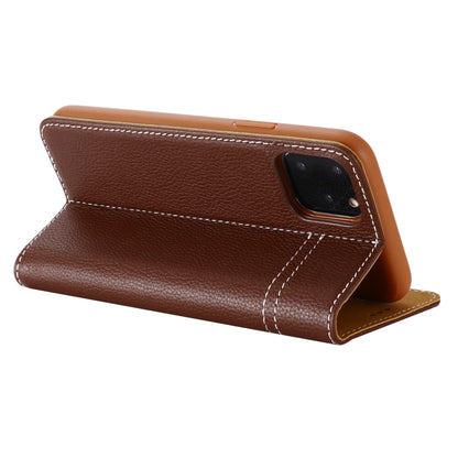 For iPhone 11 Pro GEBEI Top-grain Leather Horizontal Flip Protective Case with Holder & Card Slots(Brown) - iPhone 11 Pro Cases by GEBEI | Online Shopping UK | buy2fix