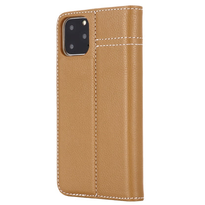 For iPhone 11 Pro Max GEBEI Top-grain Leather Horizontal Flip Protective Case with Holder & Card Slots(Khaki) - iPhone 11 Pro Max Cases by GEBEI | Online Shopping UK | buy2fix