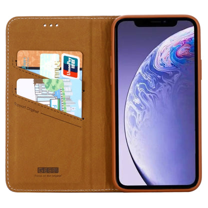 For iPhone 11 Pro Max GEBEI Top-grain Leather Horizontal Flip Protective Case with Holder & Card Slots(Brown) - iPhone 11 Pro Max Cases by GEBEI | Online Shopping UK | buy2fix