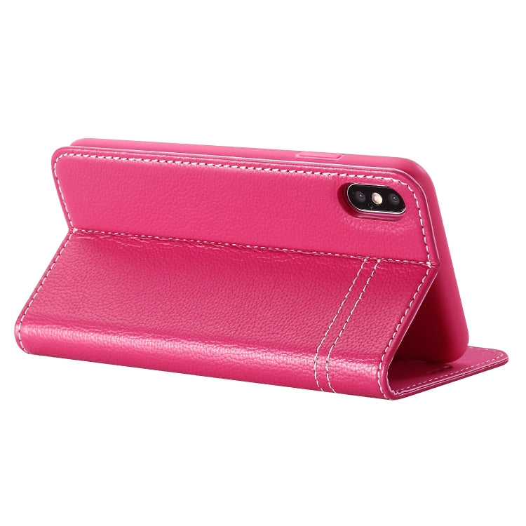 For iPhone XS Max GEBEI Top-grain Leather Horizontal Flip Protective Case with Holder & Card Slots(Rose Red) - More iPhone Cases by GEBEI | Online Shopping UK | buy2fix