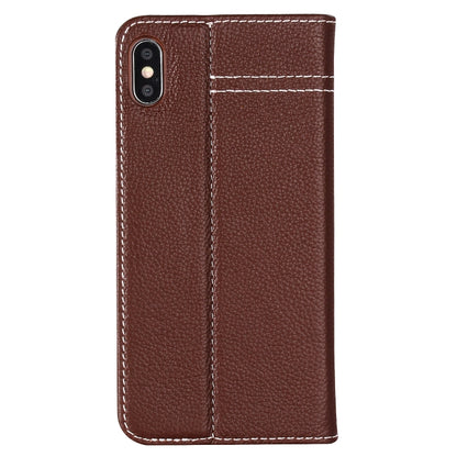 For iPhone XS Max GEBEI Top-grain Leather Horizontal Flip Protective Case with Holder & Card Slots(Brown) - More iPhone Cases by GEBEI | Online Shopping UK | buy2fix