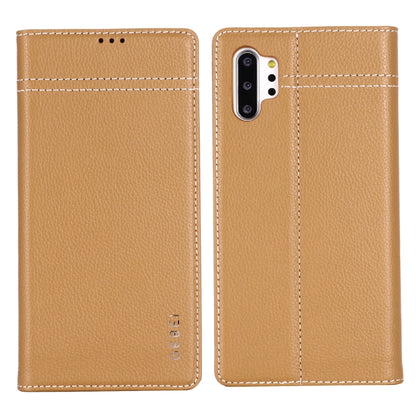 For Galaxy Note 10  GEBEI Top-grain Leather Horizontal Flip Protective Case with Holder & Card Slots(Khaki) - Galaxy Phone Cases by GEBEI | Online Shopping UK | buy2fix