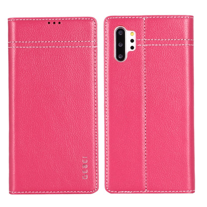 For Galaxy Note 10  GEBEI Top-grain Leather Horizontal Flip Protective Case with Holder & Card Slots(Rose Red) - Galaxy Phone Cases by GEBEI | Online Shopping UK | buy2fix