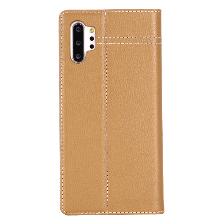 For Galaxy Note 10+ GEBEI Top-grain Leather Horizontal Flip Protective Case with Holder & Card Slots(Khaki) - Galaxy Phone Cases by GEBEI | Online Shopping UK | buy2fix