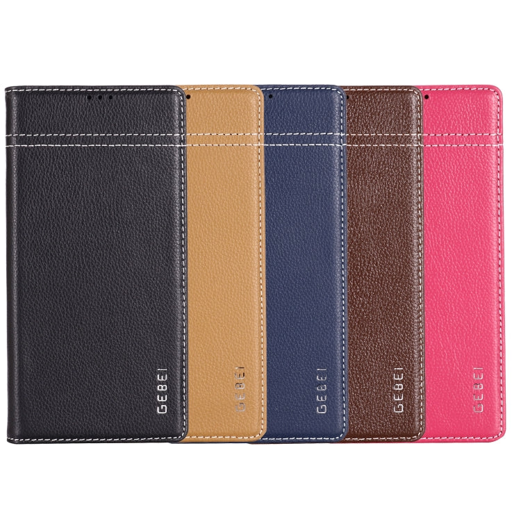 For Galaxy Note 10+ GEBEI Top-grain Leather Horizontal Flip Protective Case with Holder & Card Slots(Rose Red) - Galaxy Phone Cases by GEBEI | Online Shopping UK | buy2fix