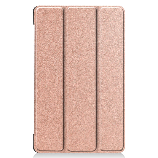 For Lenovo Tab M8 3rd Gen Custer Texture Horizontal Flip Leather Case with Three-folding Holder(Rose Gold) by buy2fix