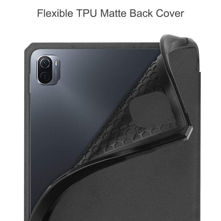 For Xiaomi Pad 5 / 5 Pro Custer Texture Horizontal Flip Leather Case with Three-folding Holder & Sleep / Wake-up Function(Black) - Xiaomi Accessories by buy2fix | Online Shopping UK | buy2fix