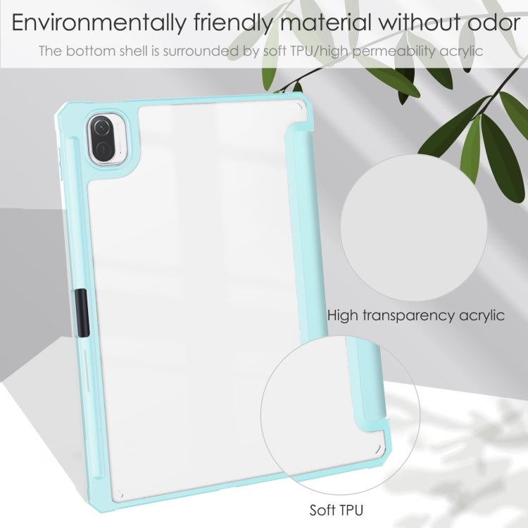 For Xiaomi Pad 5 / 5 Pro Three-fold Transparent TPU Horizontal Flip Leather Case with Pen Slot & Three-fold Holder & Sleep / Wake-up Function(Sky Cloud Blue) - Xiaomi Accessories by buy2fix | Online Shopping UK | buy2fix