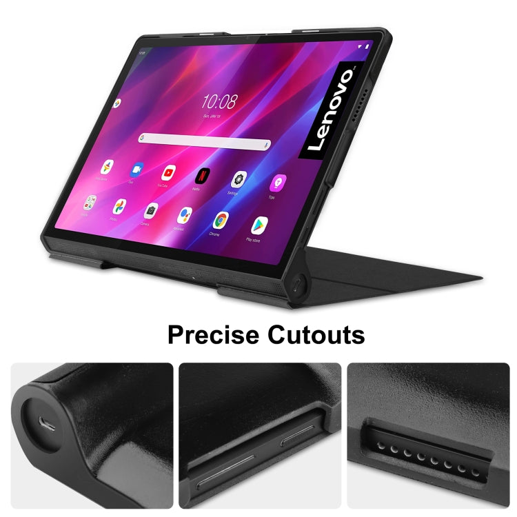 For Lenovo Yoga Tab 11 Custer Texture Horizontal Flip PU Leather Case with Holder & Sleep / Wake-up Function(Black) - For Lenovo by buy2fix | Online Shopping UK | buy2fix