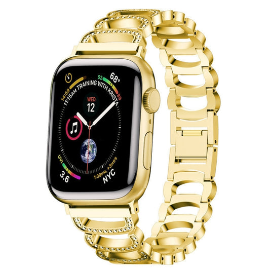 C-type Diamond Steel Watch Band For Apple Watch Ultra 49mm&Watch Ultra 2 49mm / Series 9&8&7 45mm / SE 3&SE 2&6&SE&5&4 44mm / 3&2&1 42mm(Gold) by buy2fix