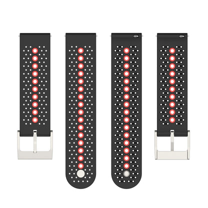 20mm Universal Colorful Hole Silicone Watch Band(Black Orange) by buy2fix
