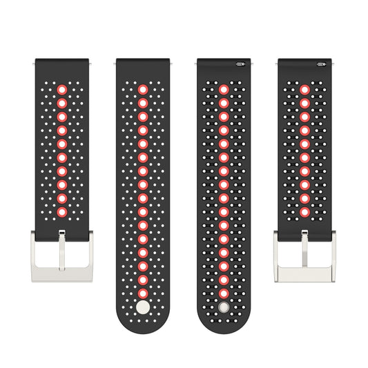 20mm Universal Colorful Hole Silicone Watch Band(Black Orange) by buy2fix