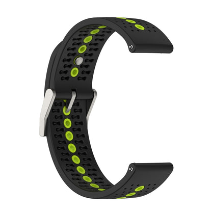 20mm Universal Colorful Hole Silicone Watch Band(Black Lime Green) by buy2fix