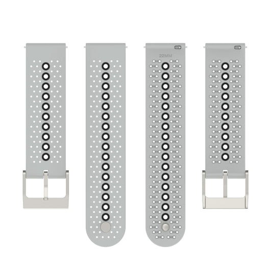 For Suunto 9 Peak Universal Colorful Hole Silicone Watch Band(Grey Black) by buy2fix