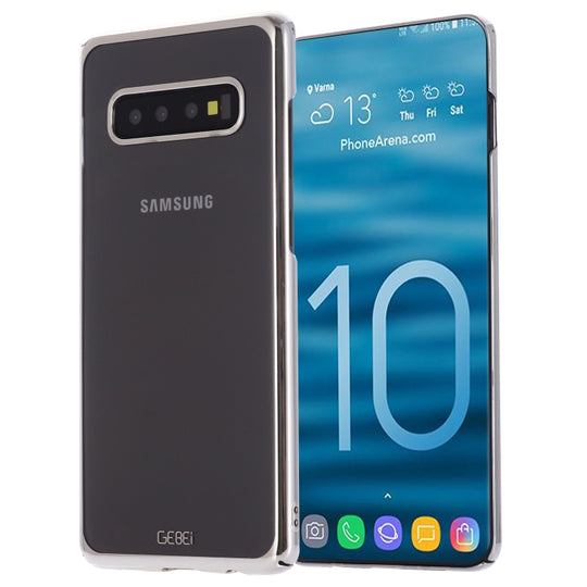 For Galaxy S10+ GEBEI Shockproof  Plating PC Protective Case(Silver)