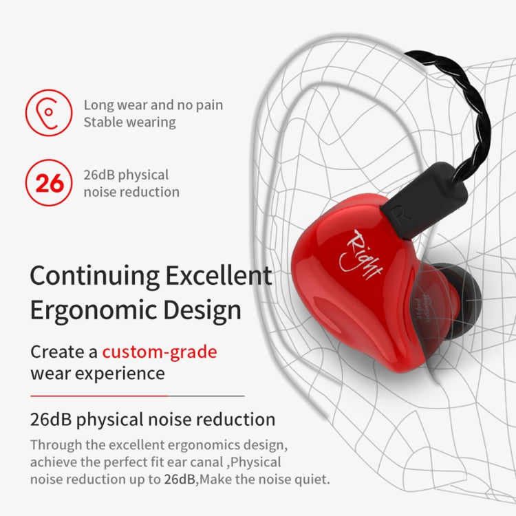 KZ ZS4 Ring Iron Hybrid Drive In-ear Wired Earphone, Standard Version(Red) - In Ear Wired Earphone by KZ | Online Shopping UK | buy2fix