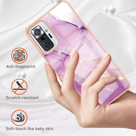 For Xiaomi Redmi Note 10 Pro / 10 Pro Max Electroplating Marble Pattern Dual-side IMD TPU Shockproof Case(Purple 001) by buy2fix