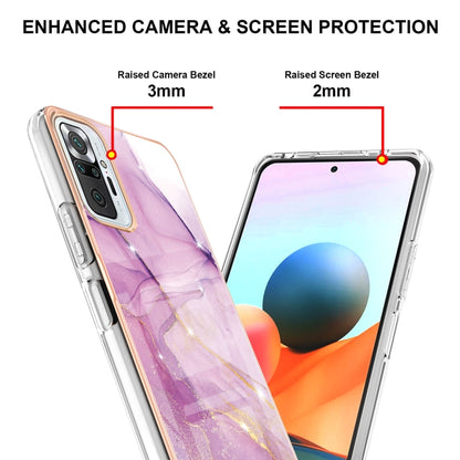 For Xiaomi Redmi Note 10 Pro / 10 Pro Max Electroplating Marble Pattern Dual-side IMD TPU Shockproof Case(Purple 001) - Xiaomi Accessories by buy2fix | Online Shopping UK | buy2fix