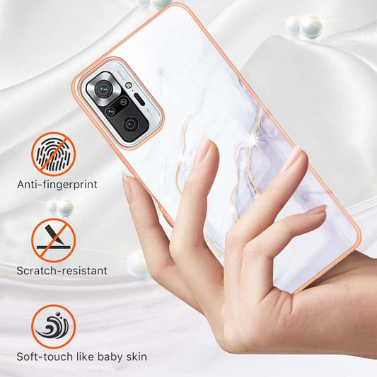 For Xiaomi Redmi Note 10 Pro / 10 Pro Max Electroplating Marble Pattern Dual-side IMD TPU Shockproof Case(White 006) by buy2fix
