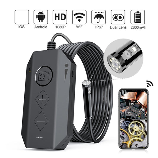 Y17 5MP 7.9mm Dual-lens HD Autofocus WiFi Industrial Digital Endoscope Zoomable Snake Camera, Cable Length:5m Hard Cable(Black) by buy2fix