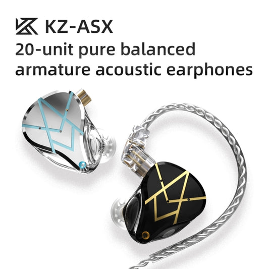 KZ ASX 20-unit Balance Armature Monitor HiFi In-Ear Wired Earphone With Mic(Silver) by KZ
