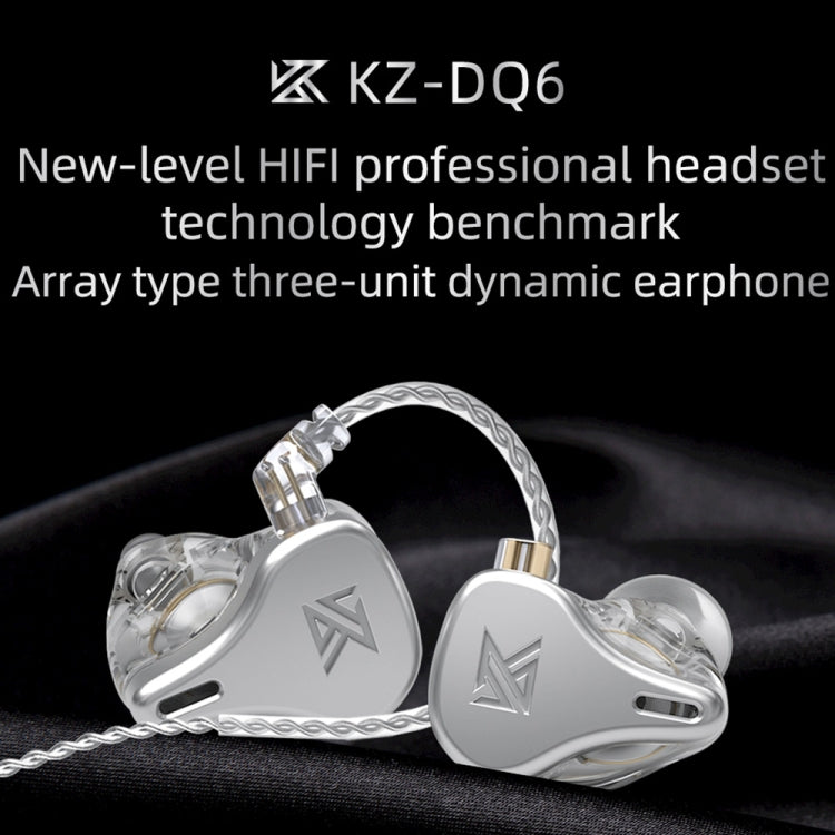 KZ DQ6 3-unit Dynamic HiFi In-Ear Wired Earphone With Mic(Grey) - In Ear Wired Earphone by KZ | Online Shopping UK | buy2fix