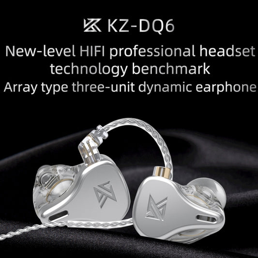 KZ DQ6 3-unit Dynamic HiFi In-Ear Wired Earphone With Mic(Grey) by KZ