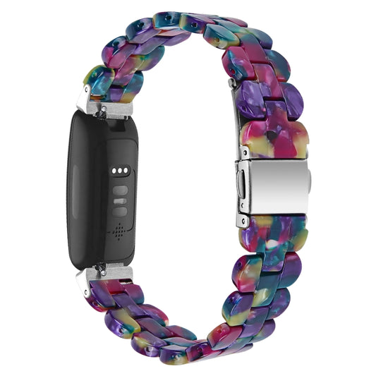 For Fitbit Inspire 2 / Inspire Oval Resin Watch Band(Purple Green Flower) by buy2fix
