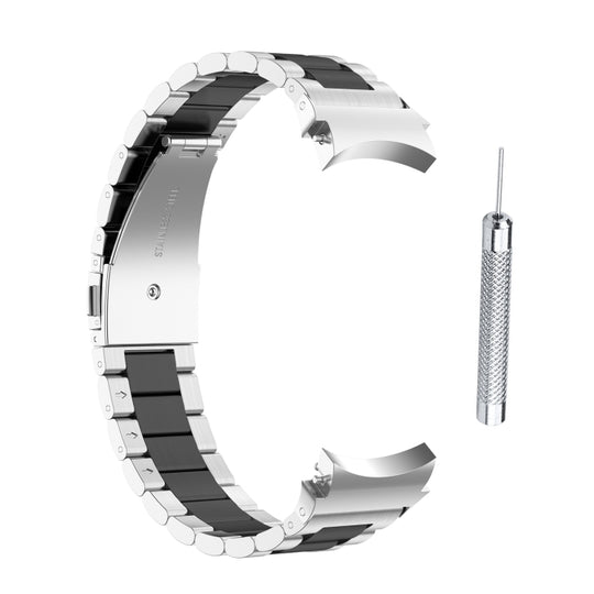 For Samsung Galaxy Watch4 / Watch4 Classic Three Strains Steel Watch Band(Silver Black)