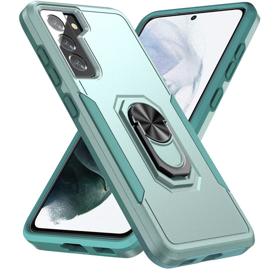 For Samsung Galay S21 5G Pioneer Armor Heavy Duty PC + TPU Shockproof Case with Holder(Green)