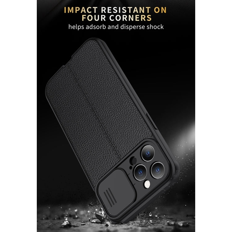 For iPhone 13 Litchi Texture Sliding Camshield TPU Protective Case(Black) - Apple Accessories by buy2fix | Online Shopping UK | buy2fix