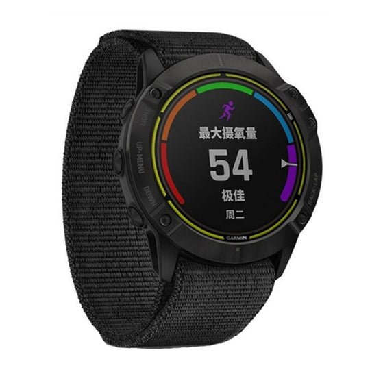 For Garmin Fenix 6X 26mm Knitted Nylon Loop Watch Band(Black)