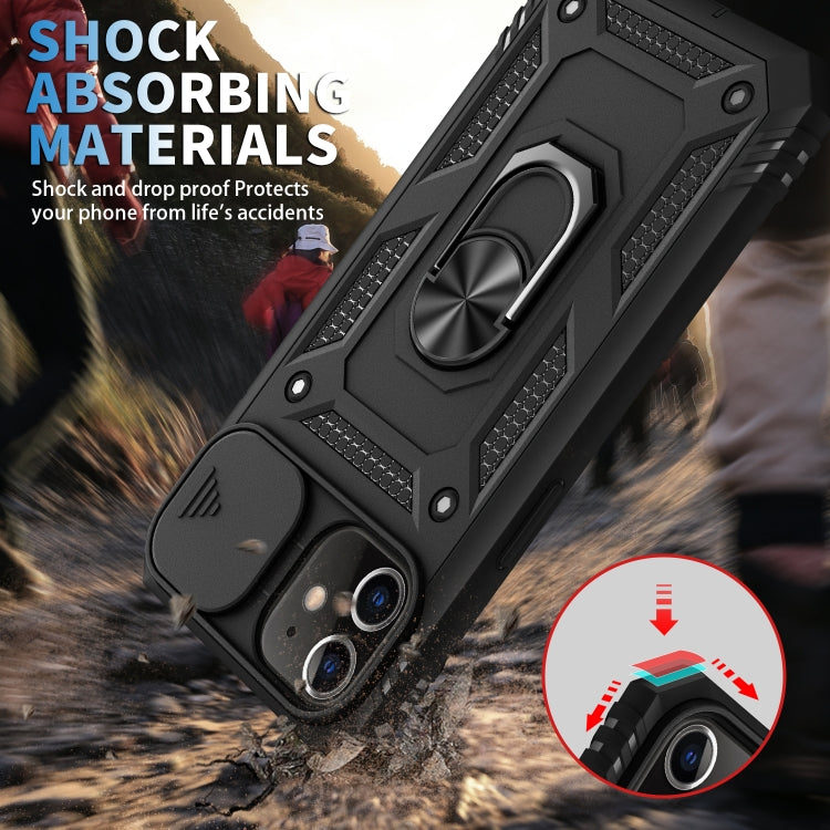 For iPhone 11 Sliding Camera Cover Design TPU + PC Protective Case with 360 Degree Rotating Holder & Card Slot (Black+Black) by buy2fix