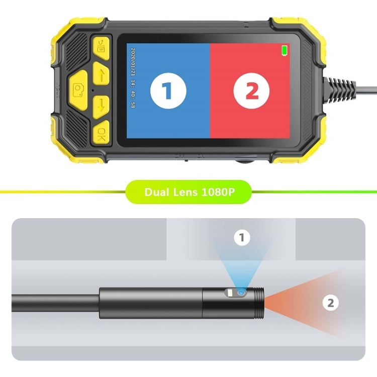 Y19 7.9mm Dual Lens Hand-held Hard-wire Endoscope with 4.3-inch IPS Color LCD Screen, Cable Length:10m(Yellow) - Consumer Electronics by buy2fix | Online Shopping UK | buy2fix