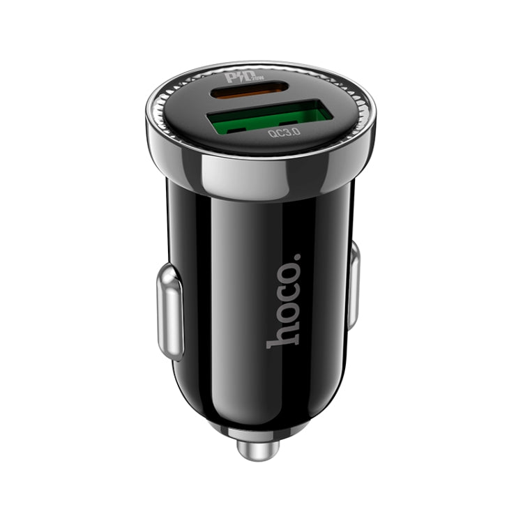 hoco Z44 Leading PD 20W USB-C / Type-C + QC 3.0 USB Car Charger(Black) - Car Charger by hoco | Online Shopping UK | buy2fix