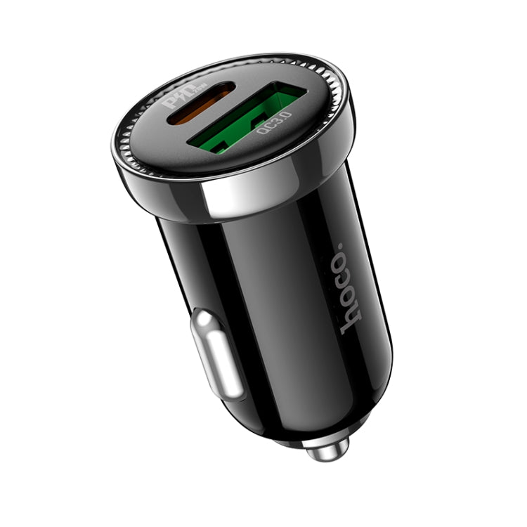 hoco Z44 Leading PD 20W USB-C / Type-C + QC 3.0 USB Car Charger(Black) - Car Charger by hoco | Online Shopping UK | buy2fix