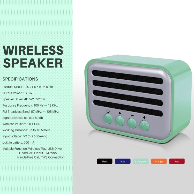 New Rixing NR-102 Mini TWS Bluetooth Speaker(Light Green) - Desktop Speaker by NewRixing | Online Shopping UK | buy2fix