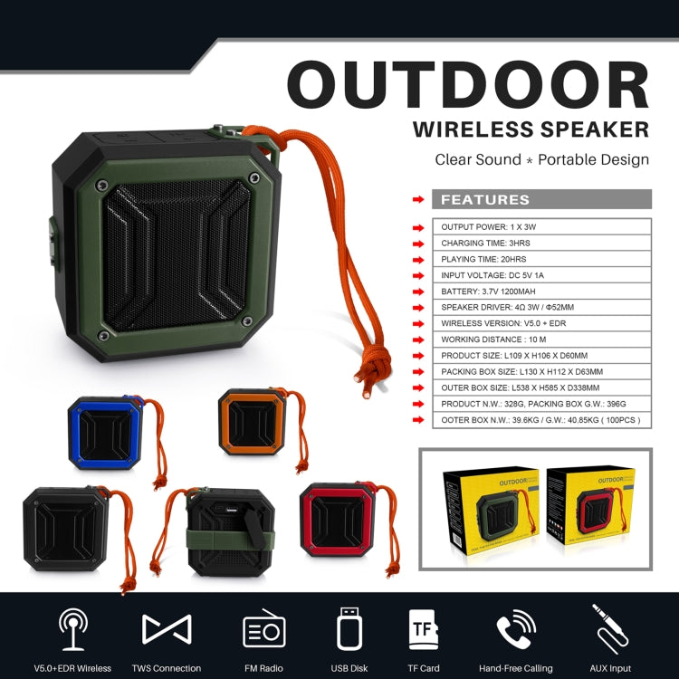 New Rixing NR-103 Mini TWS Bluetooth Speaker with Lanyard(Black) - Mini Speaker by New Rixing | Online Shopping UK | buy2fix