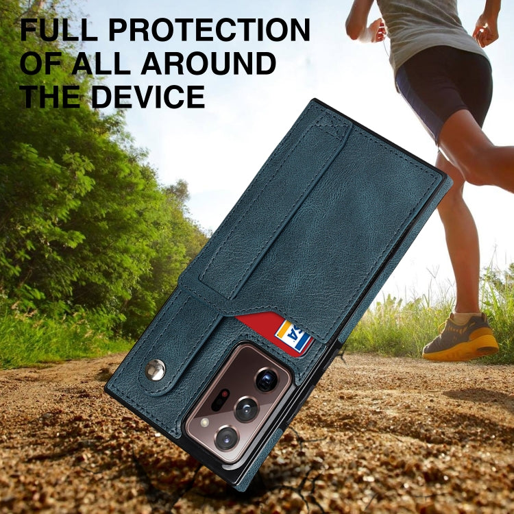 For Samsung Galaxy Note20 Ultra Crazy Horse Texture Shockproof TPU + PU Leather Case with Card Slot & Wrist Strap Holder(Sapphire Blue) by buy2fix