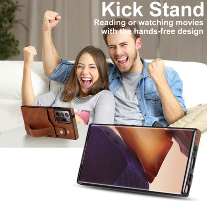 For Samsung Galaxy Note20 Ultra Crazy Horse Texture Shockproof TPU + PU Leather Case with Card Slot & Wrist Strap Holder(Brown) by buy2fix