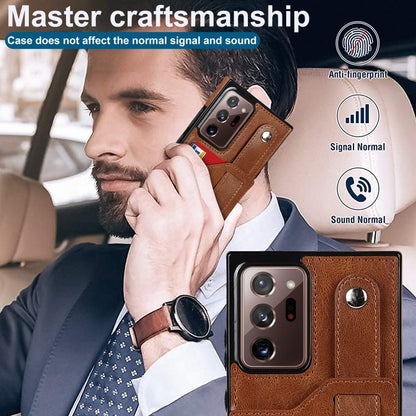 For Samsung Galaxy Note20 Ultra Crazy Horse Texture Shockproof TPU + PU Leather Case with Card Slot & Wrist Strap Holder(Brown) by buy2fix