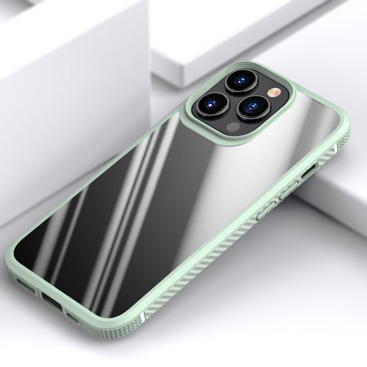 For iPhone 13 Pro Max MG Series Carbon Fiber TPU + Clear PC Four-corner Airbag Shockproof Case (Green) by buy2fix